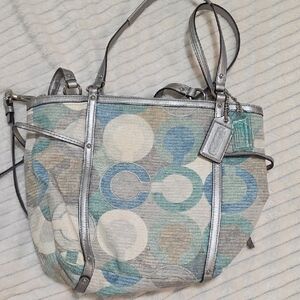 *RARE* Coach Shoulder Bag in Blue and Silver Tones
